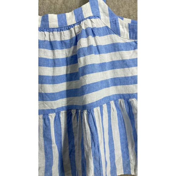 Loft Linen Blend Blue/White Striped Baby Doll Halter Top Size Large (L) - Picture 6 of 7